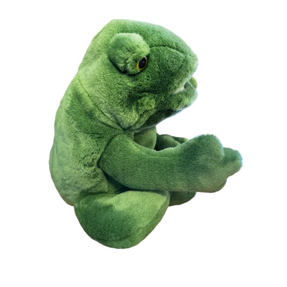 Russ Berrie Croaker Green Frog Hand Puppet Plush Stuffed Animal 10" No Sound - Picture 2 of 8